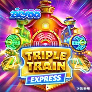 Tampilan visual neon cyberpunk dari slot Triple Train Express